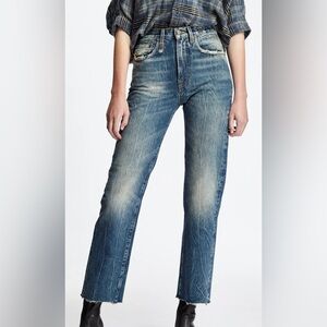 R13 Washed Blue High-Rise Straight Leg Jeans